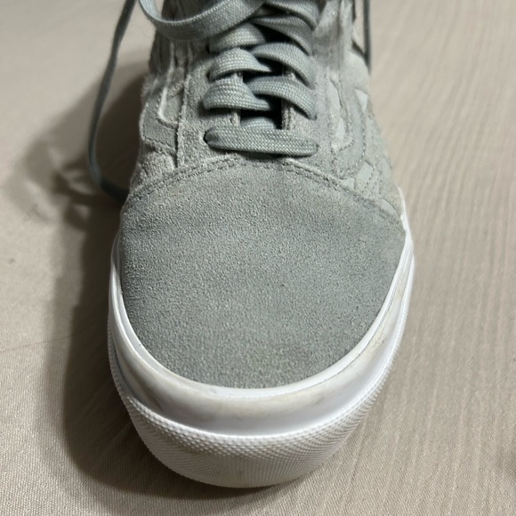 Vans Old Skool Stacked Embroidered Checkerboard Suede Gray Sneakers - Picture 4 of 5